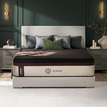 Zinus Lumbar+ Premium Memory Foam Mattress - 14 Inch King, Targeted Lumbar Support & Cooling Gel