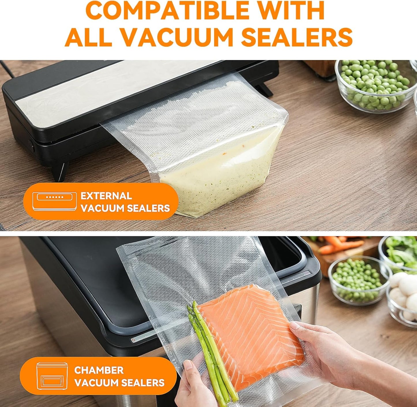 Wevac Vacuum Sealer Bags - Heavy-Duty BPA-Free Food Storage | 50 Count (6"×10"), Puncture-Resistant & Freezer Safe