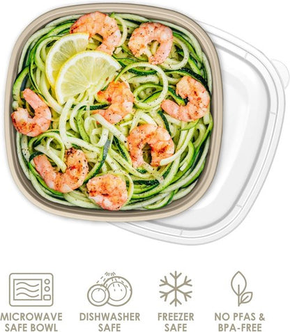 Bentgo Prep - Reusable 1-Compartment Meal Prep Bowls with Custom Fit Lids - 10 Bowls & Lids (Champagne)