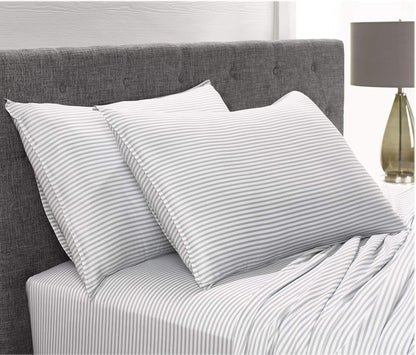 Pure Bamboo Queen Sheets - Luxuriously Soft 100% Organic Viscose Bed Sheet Set | Cooling Stripes, Double Stitching