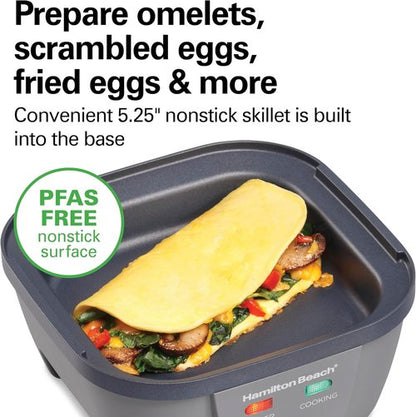 Hamilton Beach 6-in-1 Electric Egg Cooker - Versatile Hard Boiled & Sous Vide Egg Maker | Non-Stick Skillet, Grey