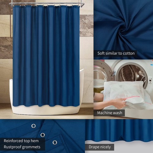 ALYVIA SPRING Extra Long Fabric Shower Curtain Liner Waterproof - 72" x 96", Soft & Lightweight X-Long Shower Curtain with 3 Magnets, Machine Washable - 72x96, Navy