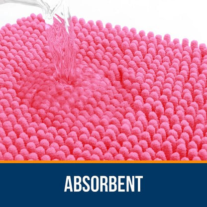 OLANLY Bathroom Rugs 47x32, Extra Soft Absorbent Chenille Bath Rugs, Rubber Backing Quick Dry, Machine Washable Bath Mats for Bathroom Floor, Tub and Shower, Home Decor Accessories, Hot Pink