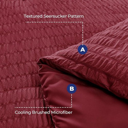 HYMOKEGE Burgundy Comforter Set - Luxurious 7-Piece All-Season Bedding Set with Sheets & Pillowcases