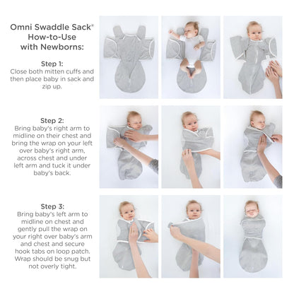 SwaddleDesigns 6-Way Omni Swaddle Sack - Arms Up Design for Newborns | Improves Sleep, Small 0-3 Mo, Heathered Jadeite