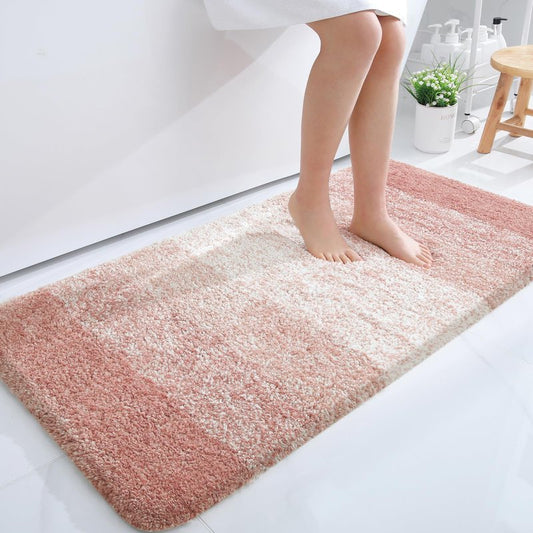 OLANLY Bathroom Runner Rugs Mat 44x24, Extra Soft Absorbent Microfiber Bath Rugs, Rubber Backing, Quick Dry, Washable Long Bath Mats for Bathroom Floor, Tub and Shower, Home Decor Accessories, Peach