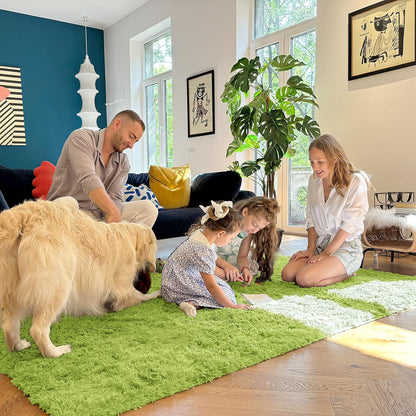 OLANLY Large Area Rug - Soft Fluffy Shaggy Carpet for Living Room & Bedroom | 8x10, Grass Green
