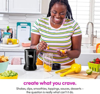 Magic Bullet Blender Set - 7-Piece 250W Compact Blender & Food Processor with 2 Cups | Silver