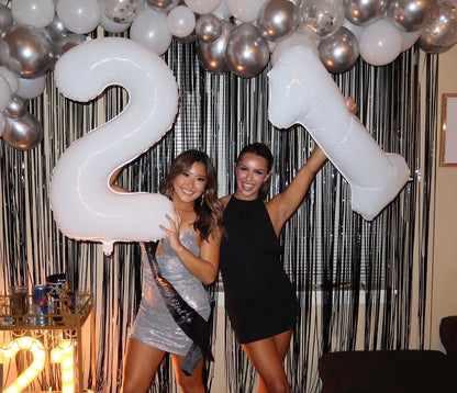 Number 21 Balloon by Party Essentials - 40 Inch White Birthday Decoration for 21st Celebration