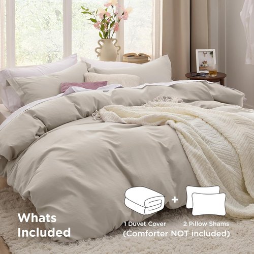 Bedsure Duvet Cover Set - Full Size 3-Piece Soft Cotton-Like Bedding | 80x90 Inches with Zipper Closure