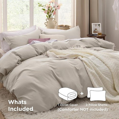 Bedsure Duvet Cover Set - King Size 3-Piece Extra Soft Cotton-Like Bedding | 104x90 Inches with Zipper Closure