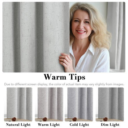 H.VERSAILTEX 100% Blackout Curtains for Bedroom Thermal Insulated Linen Textured Curtains Heat and Full Light Blocking Drapes Living Room Curtains 2 Panel Sets, Glacier Gray, 52x108 Inch