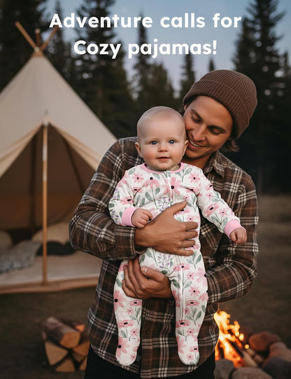 Yoofoss Organic Cotton Baby Pajamas - Warm Quilted Sleepers for Newborns | 0-3, 3-6, 6-9 Months