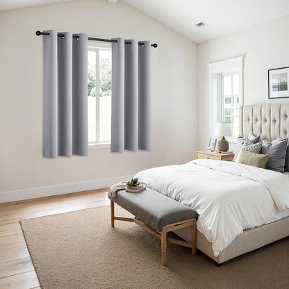 MIULEE Light Grey Blackout Curtains for Bedroom Living Room 45 Inches Long 2 Panels, Thermal Insulated Room Darkening Drapes Solid Grommet Noise Reduction Light Blocking Window Treatments 40x45 Inch