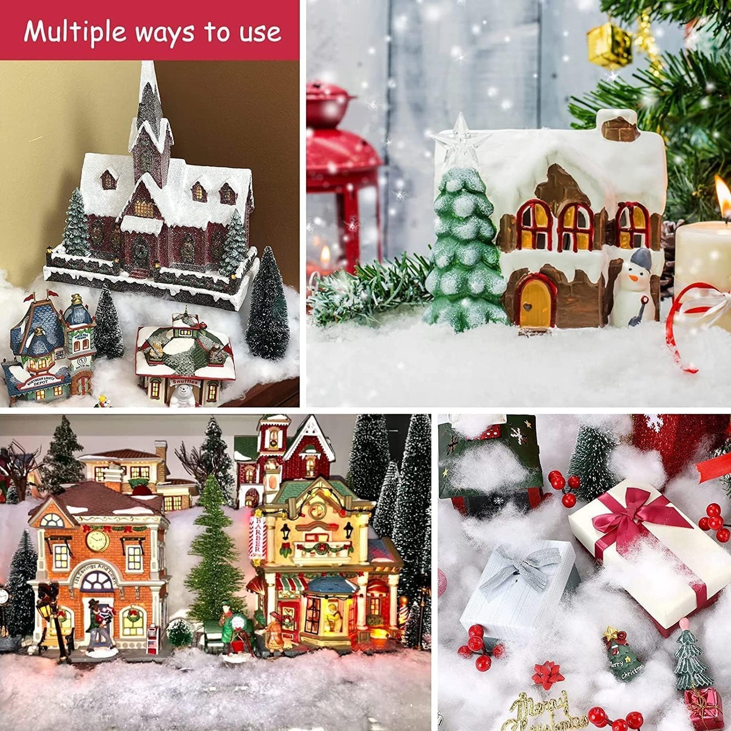 Skiennix Christmas Fake Snow | Fluffy Fiber Artificial Snow for Indoor Decoration - Flame Resistant