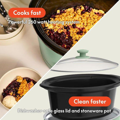 Bella 6.0 Qt Programmable Slow Cooker - Ceramic Nonstick, Adjustable Temp & Dishwasher Safe, Seaglass