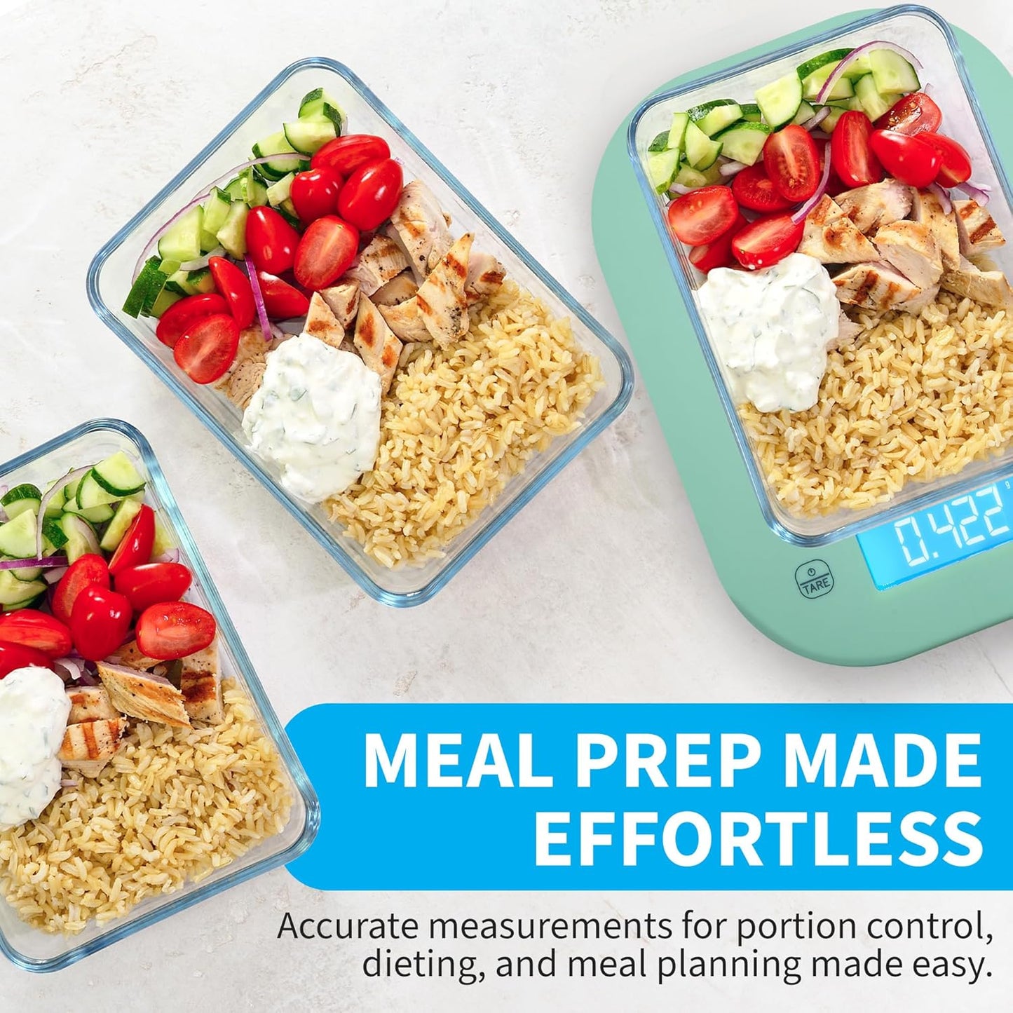 Smart Weigh Digital Kitchen Scale - Mint Green Color for Accurate Cooking & Meal Prep Measurements