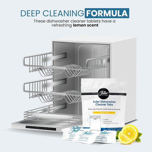 Fuller Dishwasher Cleaner Tabs - Lemon Scent - Eliminates Limescale & Grease - Septic Safe | Pack of 2