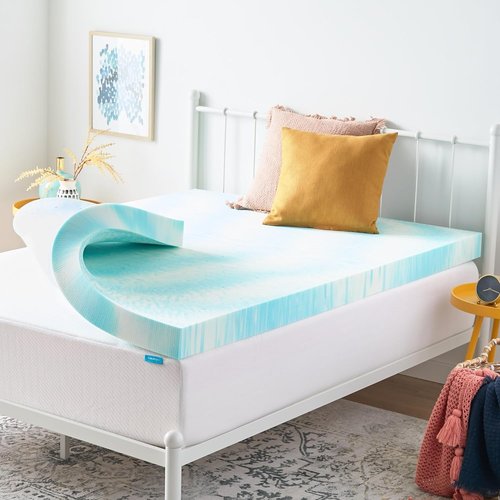 Linenspa 4 Inch Gel Memory Foam Mattress Topper - Queen Size, Cooling & Pressure Relieving, CertiPUR Certified