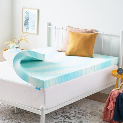 Linenspa 4 Inch Gel Memory Foam Mattress Topper - Queen Size, Cooling & Pressure Relieving, CertiPUR Certified