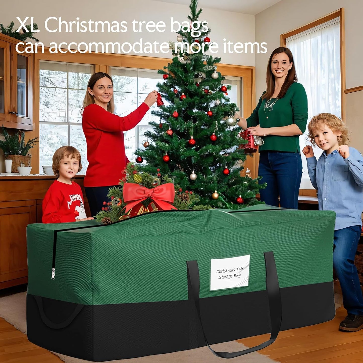 Skiennix Christmas Tree Storage Bag - Fits Up to 10 Ft Tall Trees | Heavy Duty 600D Oxford Material, Dampproof Design with Reinforced Handles & Dual Zipper