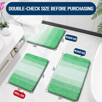 OLANLY Bathroom Runner Rug - Extra Soft Microfiber, Quick Dry & Machine Washable - 70x24, Green