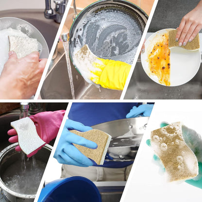 Skiennix Biodegradable Kitchen Sponge - Eco-Friendly Cellulose & Coconut Scrubber | 9 Pack