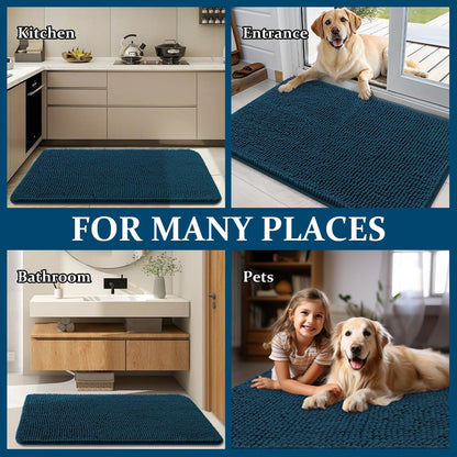 OLANLY Dog Door Mat - Absorbent Non-Slip Washable Doormat for Muddy Paws | 24x16 Atlantic Blue