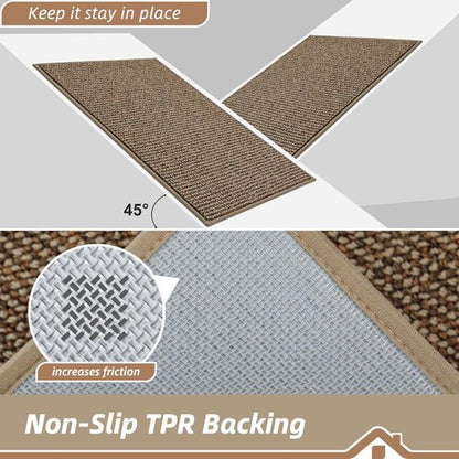 BEQHAUSE Dirt Trapper Door Mat - Non-Slip, Washable Entryway Rug | 17" x 30", Beige, Low Profile