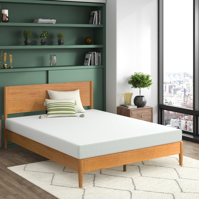 Zinus 6 Inch Green Tea Memory Foam Mattress, Short Queen, Fiberglass Free, Patented Custom Contour Support, Sturdy Base Foam, CertiPUR-US Certified, Mattress in A Box, White
