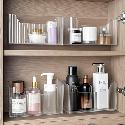 Skiennix Cabinet Door Organizer - 2 Pack Clear Adhesive Storage Bins for Kitchen & Bathroom Organization