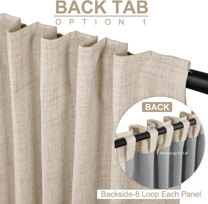 Skiennix 100% Blackout Linen Curtains - Thermal Insulated Drapes, 50" W x 63" L, Oatmeal | 2 Panels Set