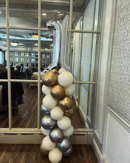 Silver Number 50 Balloon - 40 Inch Giant Foil Balloon for 50th Birthday Party Decorations