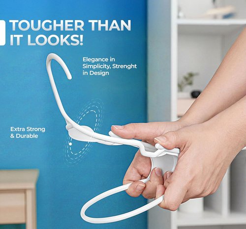 Beddora Plastic Hangers - 20 Pack White Clothes Hangers for Closet Organization & Space-Saving Design