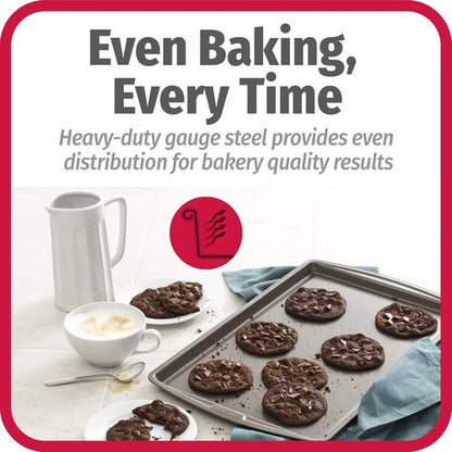 GoodCook Everyday Nonstick Carbon Steel Baking Sheet Set - 17 x 11-Inch, 2 Pack | Medium Cookie Sheets for Oven Baking