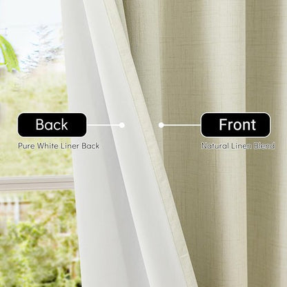 ChrisDowa 100% Blackout Curtains - 84 Inch Linen Drapes for Total Privacy | Beige, 2 Panels (52" W x 84" L)