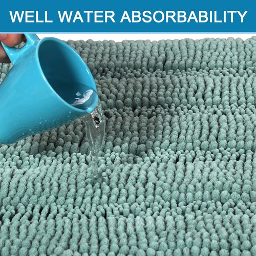 Non Slip Thick Shaggy Chenille Bathroom Rug Mat Set Extra Soft and Absorbent Striped Floor Rugs, 2 Piece, Machine-Washable