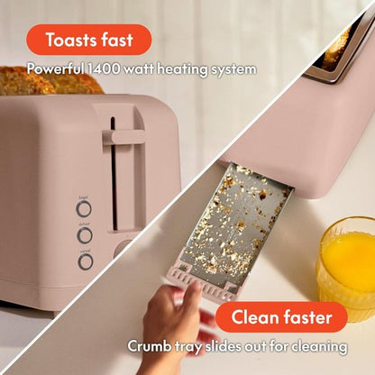 Bella 4-Slice Slim Toaster - 10” Long Slot with 6 Shade Settings & Auto Shutoff | Blossom Color