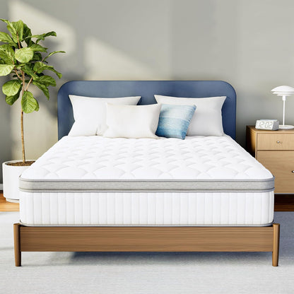 Neo Sleep Queen Size Mattress - 10 Inch Hybrid Comfort with Cooling Gel Memory Foam & Pocket Springs