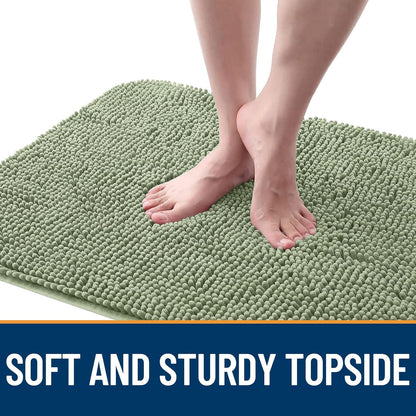 OLANLY Dog Door Mat - Absorbent Non-Slip Chenille Doormat for Muddy Paws | 50x30, Sage Green