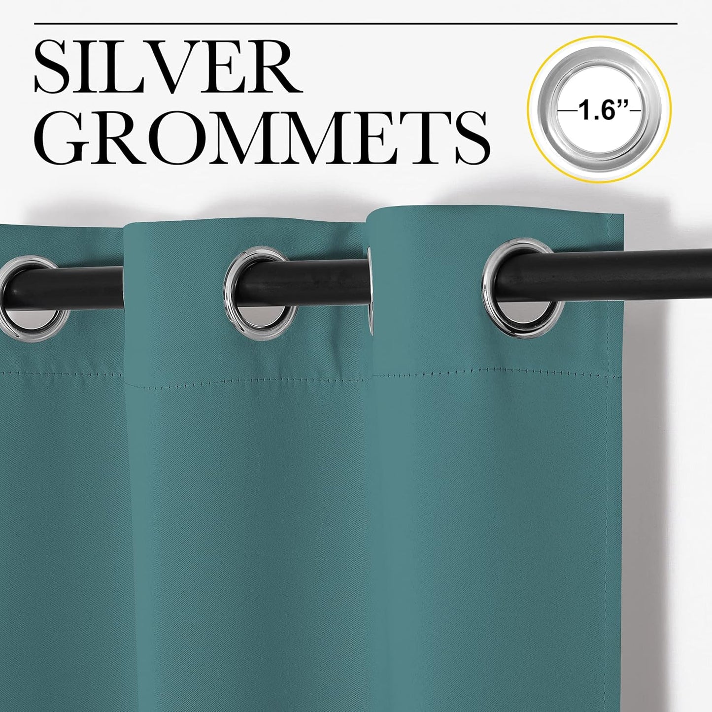 NICETOWN Blackout Curtain Panels - Thermal Insulated Draperies in Sea Teal | 34x72 Inches, One Pair