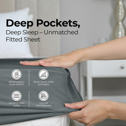 Utopia Bedding Full Fitted Sheet - Bottom Sheet - Deep Pocket - Soft Microfiber - Shrinkage and Fade Resistant - Easy Care -1 Fitted Sheet Only (Grey)