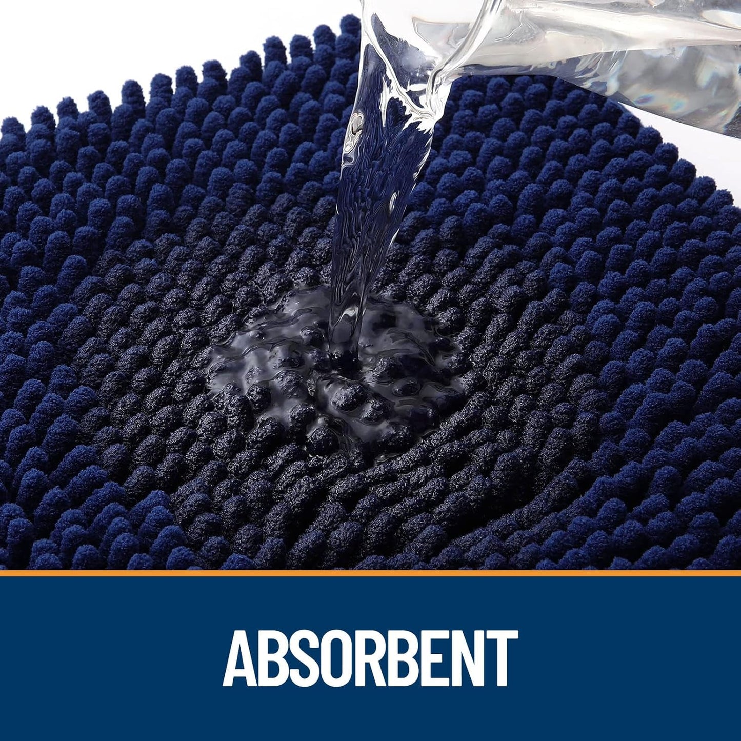 OLANLY Dog Door Mat - Absorbent Non-Slip Chenille Mat for Muddy Paws | 47x17 Inches, Navy Blue
