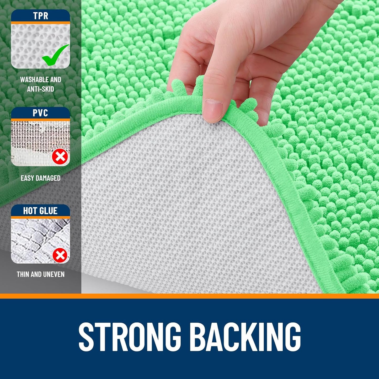 OLANLY Small Bathroom Rugs - Extra Soft Chenille Bath Mats | Quick Dry, Machine Washable, 24x16, Mint Green