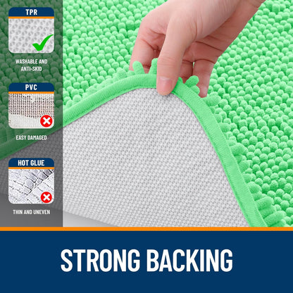 OLANLY Small Bathroom Rugs - Extra Soft Chenille Bath Mats | Quick Dry, Machine Washable, 24x16, Mint Green