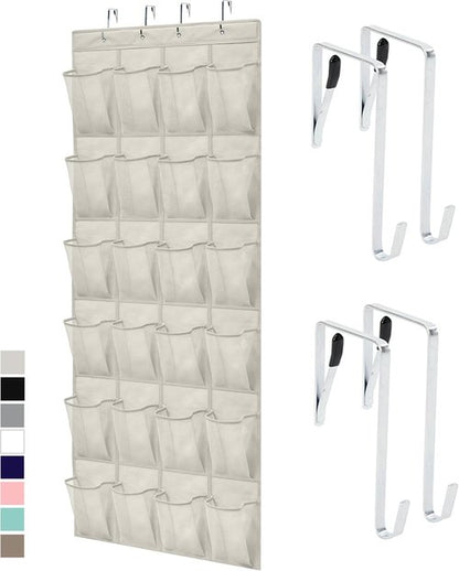 GORILLA GRIP Over The Door Shoe Organizer - 24 Large Breathable Mesh Pockets | Space-Saving Storage Solution