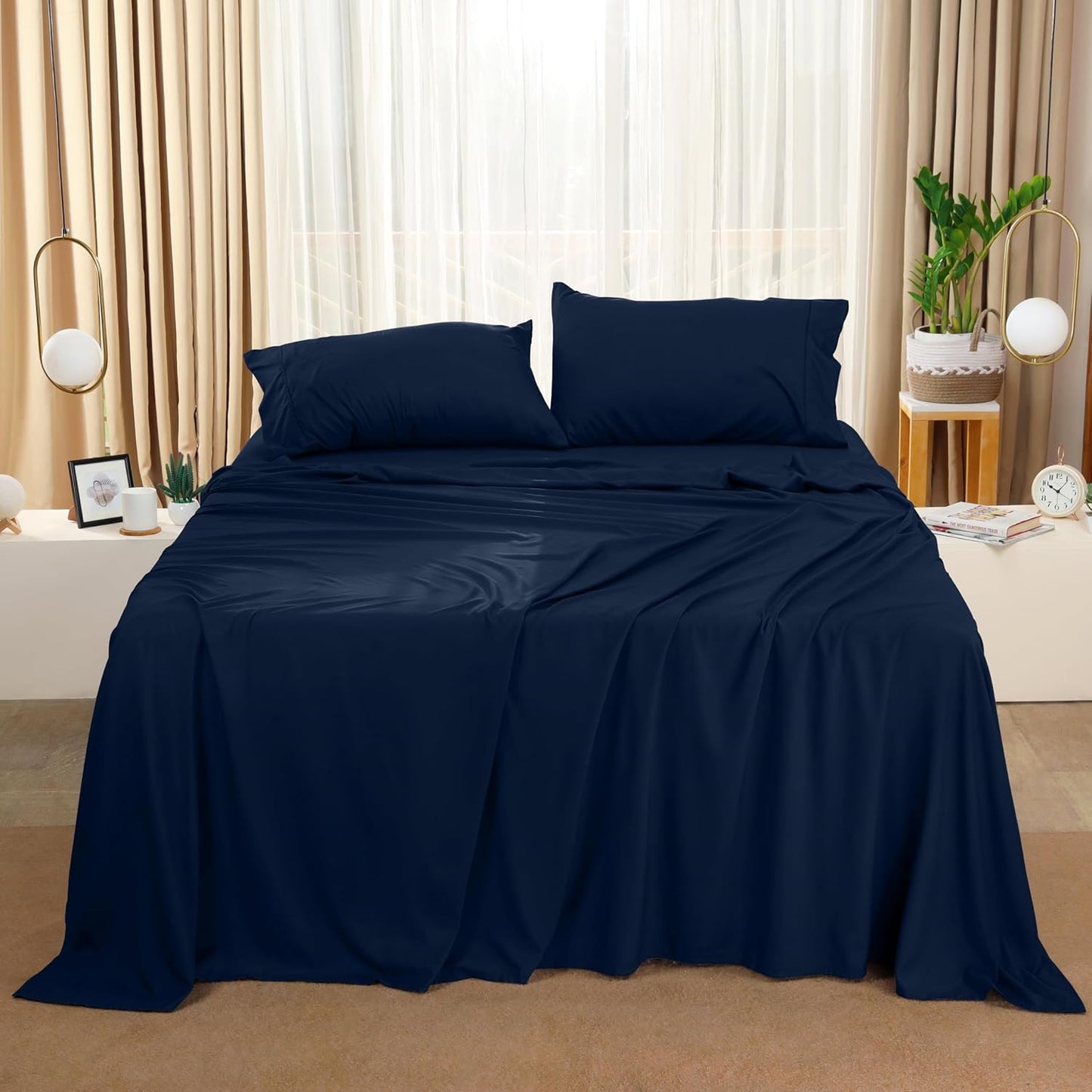 Utopia Bedding Full Sheet Set - Soft & Breathable 4-Piece Microfiber Bed Sheets for Full Size Bed | Navy Blue