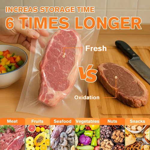 FUNFERY Vacuum Sealer Bags - 200 Quart, 8" x 12" | BPA-Free for Food Storage & Sous Vide Cooking