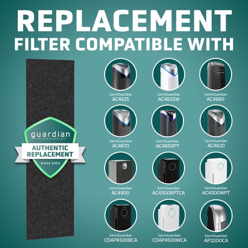 GermGuardian Genuine Carbon Air Purifier Replacement Filter for Air Purifier Models, AC4825, AC4900, AC4300, CDAP4500 and PureGuardian Model AP2200CA, 4-Pack, FLT22CB4
