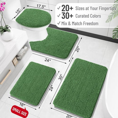 OLANLY Bathroom Rugs 44x32, Extra Soft Absorbent Chenille Bath Rugs, Rubber Backing Quick Dry, Machine Washable Bath Mats for Bathroom Floor, Tub and Shower, Home Decor Accessories, Olive Green